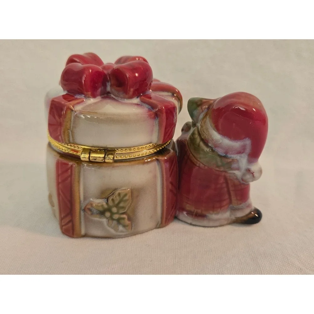 1983 Kirklands Snowman Glazed Ceramic Trinket Box New Vintage
